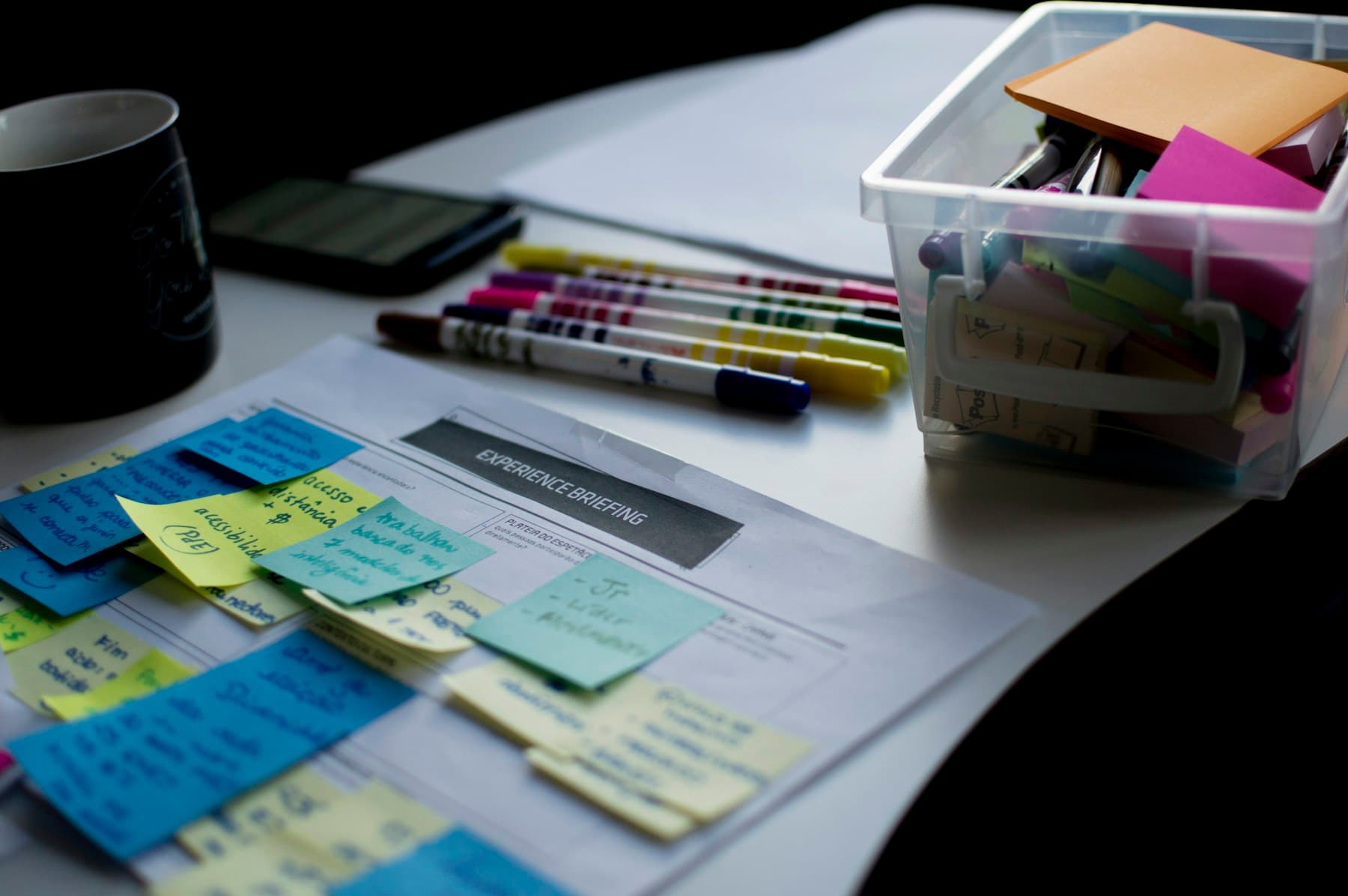 Project notes and planning materials on a desk
